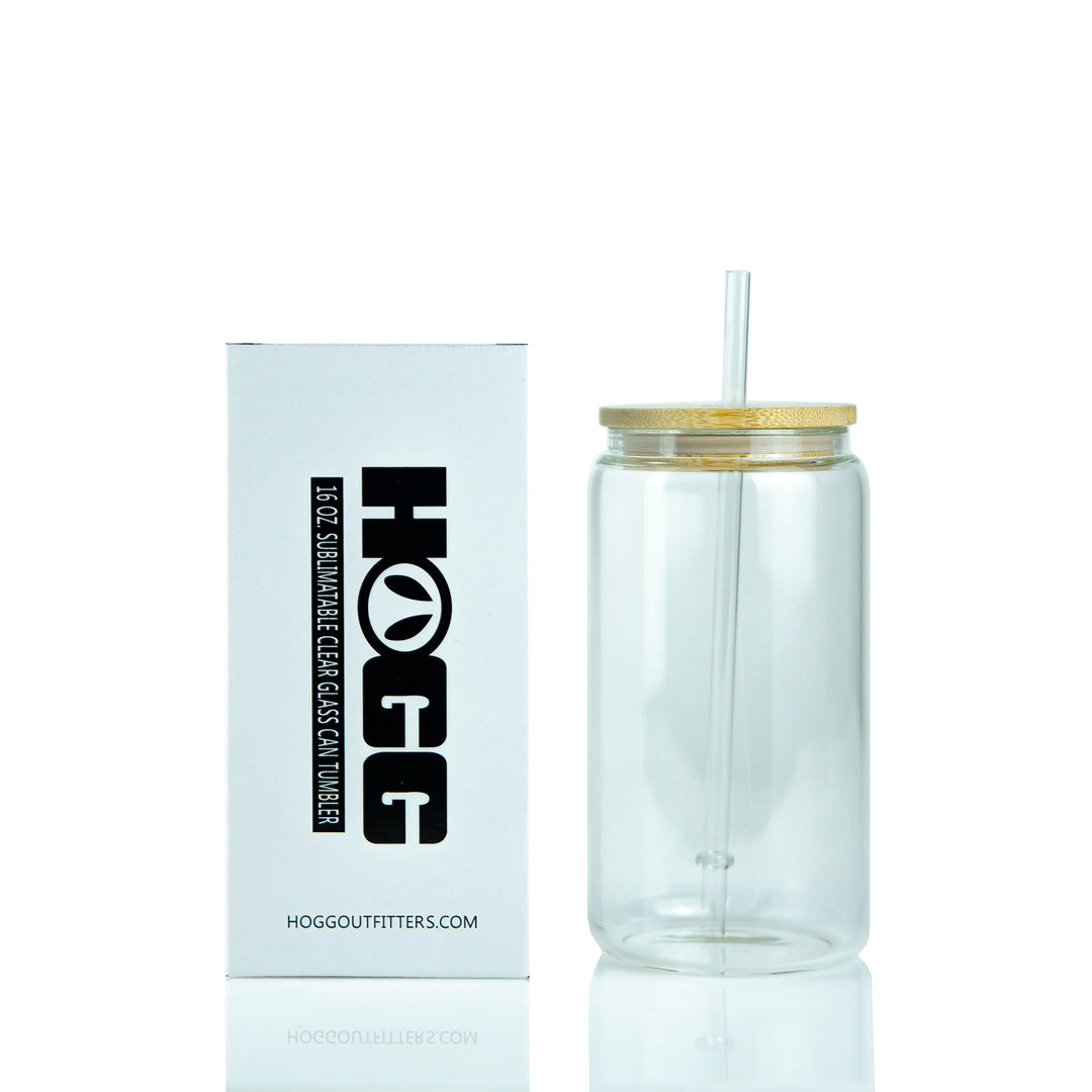Clear Glass Can Tumbler w/ Lid & Straw