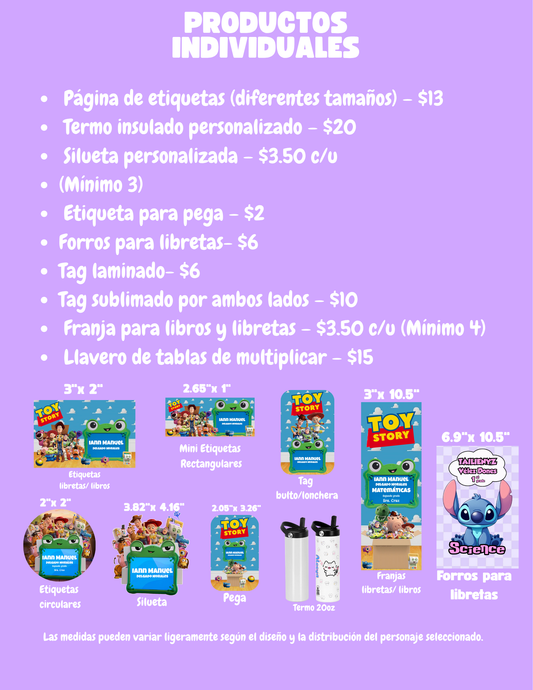 Etiquetas individuales y extras