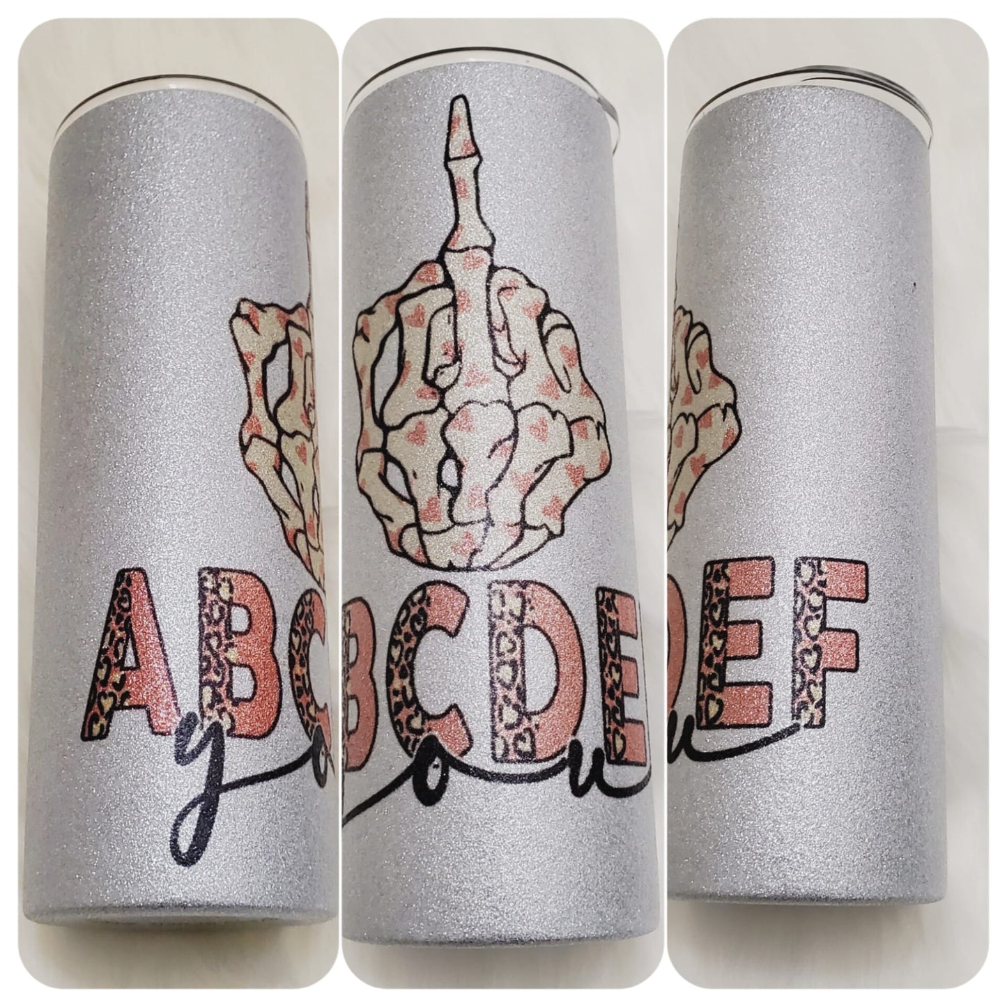 A.B.C.D.E.F You Glitter tumbler